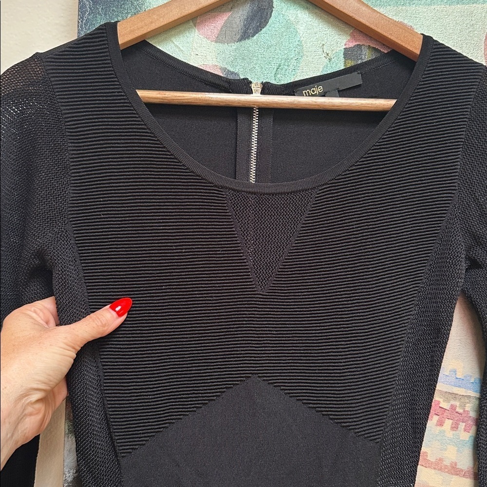 Maje Black Datchye stretch-knit peplum top - Picture 12 of 12